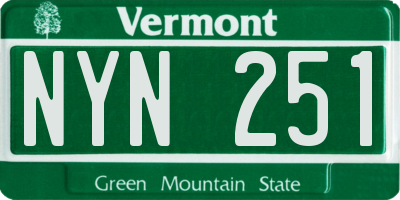 VT license plate NYN251