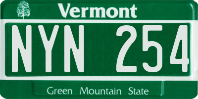 VT license plate NYN254