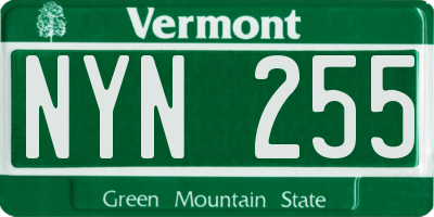 VT license plate NYN255