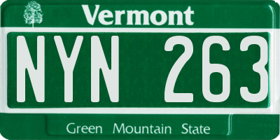VT license plate NYN263