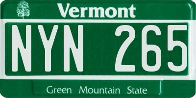 VT license plate NYN265