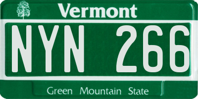 VT license plate NYN266