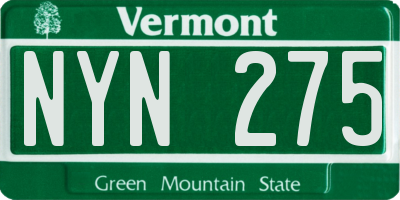VT license plate NYN275