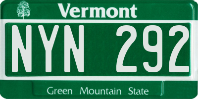 VT license plate NYN292