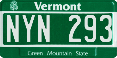 VT license plate NYN293