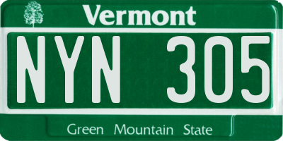 VT license plate NYN305