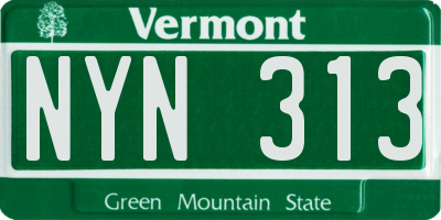 VT license plate NYN313