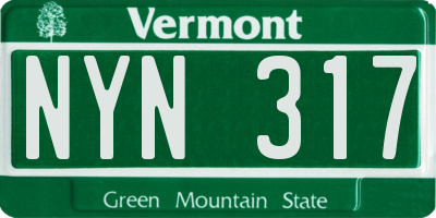 VT license plate NYN317
