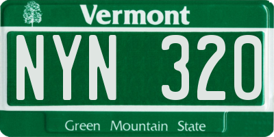 VT license plate NYN320