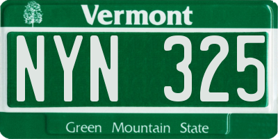 VT license plate NYN325