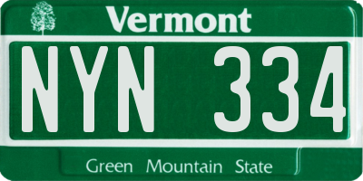 VT license plate NYN334