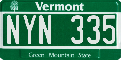 VT license plate NYN335
