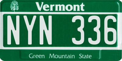 VT license plate NYN336