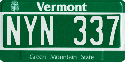 VT license plate NYN337