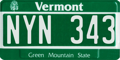 VT license plate NYN343