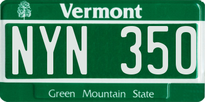 VT license plate NYN350