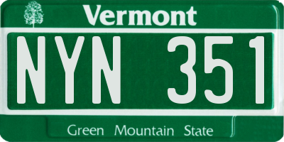 VT license plate NYN351
