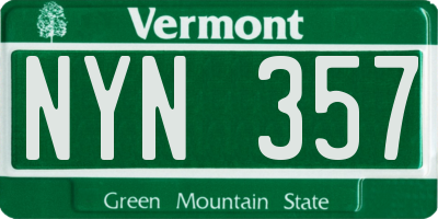 VT license plate NYN357