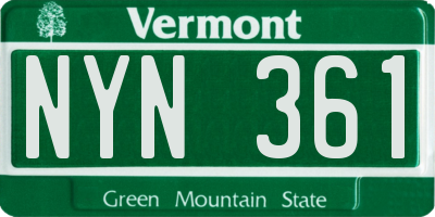 VT license plate NYN361