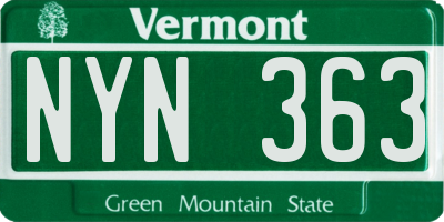 VT license plate NYN363