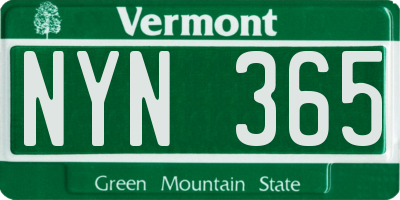 VT license plate NYN365