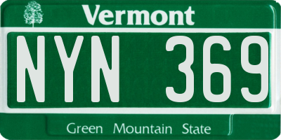 VT license plate NYN369