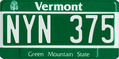 VT license plate NYN375