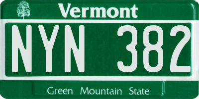 VT license plate NYN382