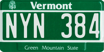 VT license plate NYN384