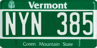 VT license plate NYN385