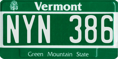 VT license plate NYN386