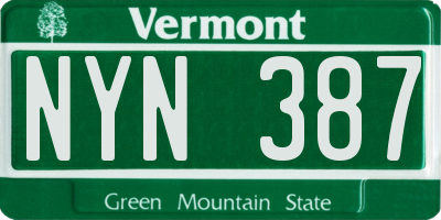 VT license plate NYN387