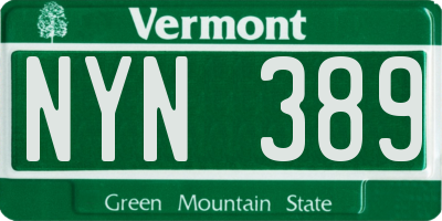 VT license plate NYN389