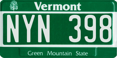 VT license plate NYN398