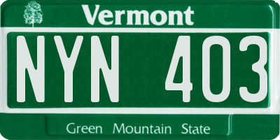 VT license plate NYN403