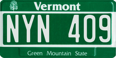 VT license plate NYN409