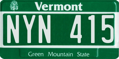 VT license plate NYN415