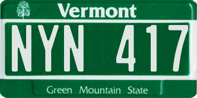 VT license plate NYN417