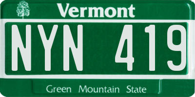 VT license plate NYN419