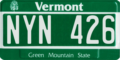 VT license plate NYN426
