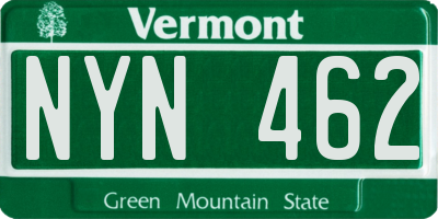 VT license plate NYN462