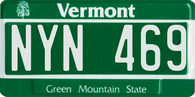 VT license plate NYN469
