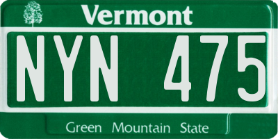 VT license plate NYN475