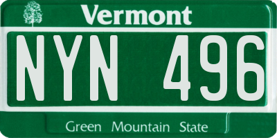 VT license plate NYN496