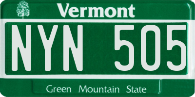 VT license plate NYN505