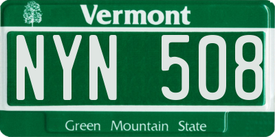 VT license plate NYN508