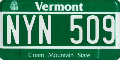 VT license plate NYN509