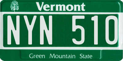 VT license plate NYN510