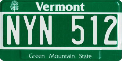 VT license plate NYN512