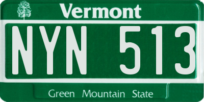 VT license plate NYN513